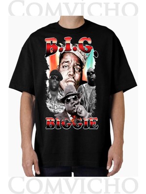 Comvicho Unisex Biggie V14 Tasarım Baskılı Oversize Tişört