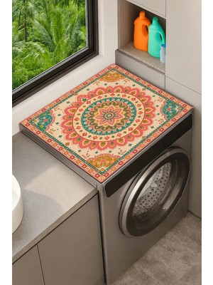 Valerine Life Çamaşır Kurutma Makinesi Üstü Düzenleyici Matı Sıvı Geçirmez Örtü Mercan Mandala