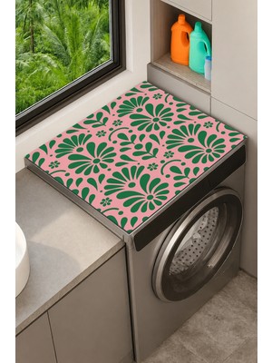 Valerine Life Çamaşır Kurutma Makinesi Üstü Düzenleyici Matı Sıvı Geçirmez Örtü Retro Papatya