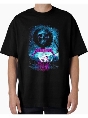 Comvicho Unisex METALLICA12 Tasarım Baskılı Oversize T-Shirt
