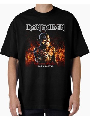 Comvicho Unisex Maiden6 Tasarım Baskılı Oversize T-Shirt