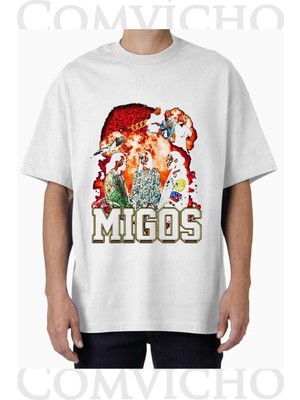 Comvicho Unisex Mıgos V3 Tasarım Baskılı Oversize Tişört