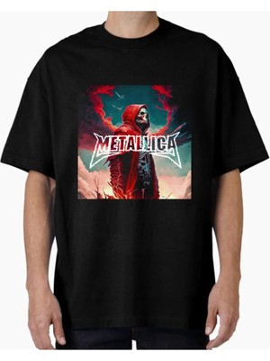 Comvicho Unisex METALLICA33 Tasarım Baskılı Oversize T-Shirt