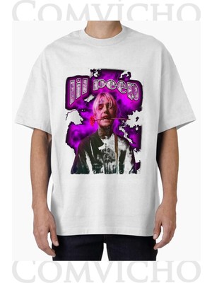 Comvicho Unisex Lıl Peep V2 Tasarım Baskılı Oversize Tişört