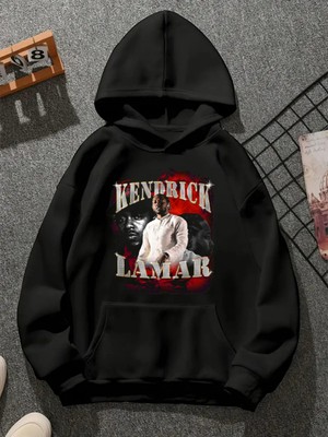Comvicho Kendrıck V1 Baskılı Kapşonlu Siyah Sweatshirt