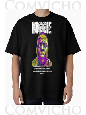 Comvicho Unisex Biggie V18 Tasarım Baskılı Oversize Tişört