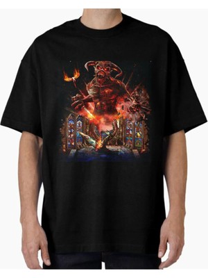 Comvicho Unisex Maıden3 Tasarım Baskılı Oversize T-Shirt