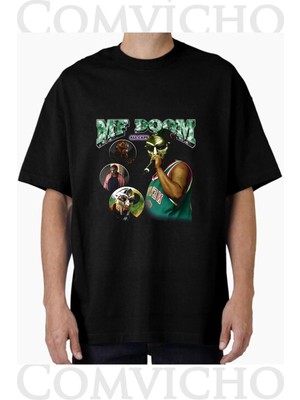 Comvicho Unisex Mf Doom V1 Tasarım Baskılı Oversize Tişört