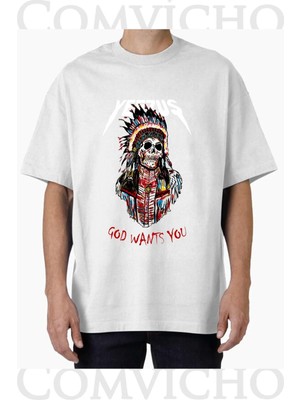 Comvicho Unisex Yeezus V1 Tasarım Baskılı Oversize Tişört