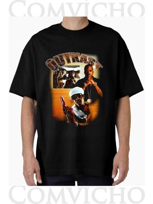 Comvicho Unisex Outkast V1 Tasarım Baskılı Oversize Tişört
