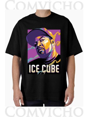 Comvicho Unisex Ice Cube V2 Tasarım Baskılı Oversize Tişört
