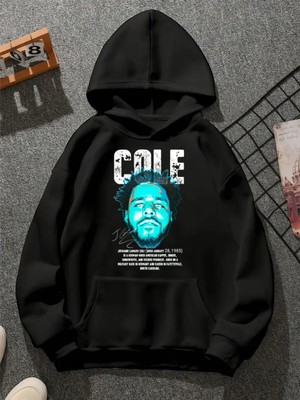 Comvicho Cole V1 Baskılı Kapşonlu Siyah Sweatshirt