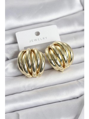 Egecen Mey Ithalat® Pirinç Gold Renk Vintage Kadın Küpe