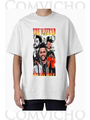 Comvicho Unisex The Veeknd V3 Tasarım Baskılı Oversize Tişört