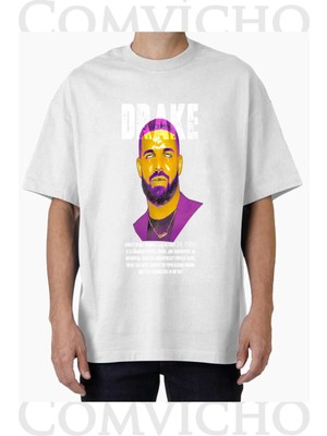 Comvicho Unisex Drake V7 Tasarım Baskılı Oversize Tişört