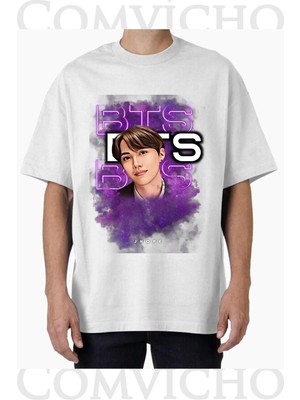 Comvicho Unisex Bts Jhope Tasarım Baskılı Oversize Tişört