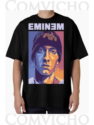Comvicho Unisex Emınem V1 Tasarım Baskılı Oversize Tişört