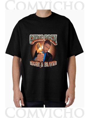 Comvicho Unisex Chrıs Rock V1 Tasarım Baskılı Oversize Tişört