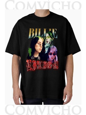 Comvicho Unisex Bıllıe V9 Tasarım Baskılı Oversize Tişört