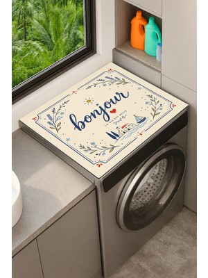 Valerine Life Çamaşır Kurutma Makinesi Üstü Düzenleyici Matı Sıvı Geçirmez Örtü Bonjour Akdeniz