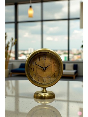 Egecen Retro Eskitme 25 x 20 cm Metal Şık Masa Saati