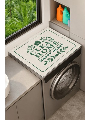 Valerine Life Çamaşır Kurutma Makinesi Üstü Düzenleyici Matı Sıvı Geçirmez Örtü Yeşil Yuva