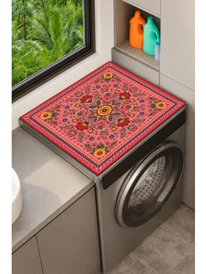 Valerine Life Çamaşır Kurutma Makinesi Üstü Düzenleyici Matı Sıvı Geçirmez Örtü Nar Çiçeği