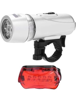 Esranın Dünyası Ön-Arka Set Bisiklet Feneri Pilli 500 Lümen 3 Mod Flaşörlü Bisiklet Farı LED Işık Gri 4414
