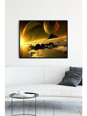 Esranın Dünyası Uzay Temalı Sanatsal Çerçeveli Tablo - 50X70 cm