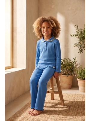 Katia & Bony Kız Çocuk Blue Harmony Fitilli Pijama Takımı Mavi