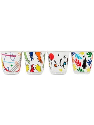 Bialetti - 4'lü Kahve Bardak Seti - Kulpsuz Kahve Shot Bardağı - Bicchierini - Karma Renk - Arte Des