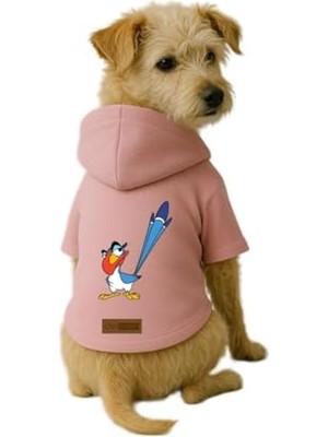 Esranın Dünyası Baskılı Içi Polarlı Köpek ve Kedi Kıyafeti & Elbisesi - Pembe Renk Kapüşonlu Hoodie B9989 2xl