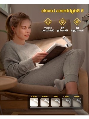 Esranın Dünyası Kitap Işığı, 3 Renk ve 5 Parlaklık Ayarı ile Taşınabilir Okuma Işığı