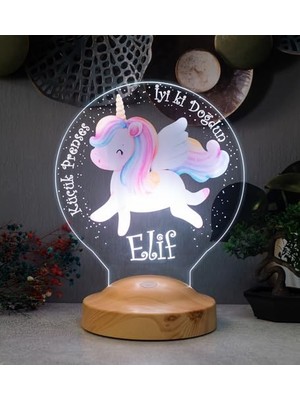 Esranın Dünyası Unicorn Renkli Tek Boynuzlu At Isimli Kız Çocuk Odası Hediyesi LED Lamba, Unicorn Doğum Günü Parti Hediyesi          [enerji Sınıfı A]