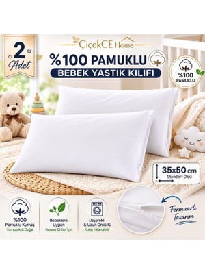 ÇİÇEKCE HOME Bebek Yastık Kılıfı %100 Pamuklu 35X50 cm 2 Adet