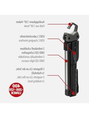 Esranın Dünyası Katlanabilir LED Atölye Lambası - 400 Lm, USB C Şarjlı