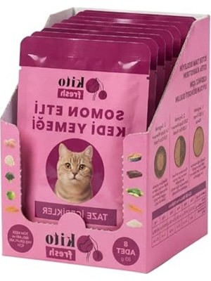 Esranın Dünyası 80 G x 8 Adet %100 Taze Somonlu Kedi Yemeği, Sağlıklı ve Lezzetli
