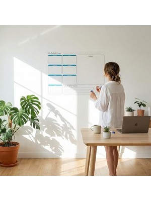 Esranın Dünyası Fark Tanıtım Haftalık Planlayıcı Çizelgesi Elektrostatik Akıllı Kağıt Yazı Tahtası (70 cm x 56 Cm)