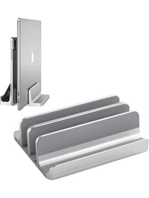 Esranın Dünyası Dikey Metal Laptop Standı, Ergonomik ve Şık, Alüminyum Gümüş