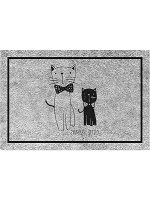 Esranın Dünyası Monnhein Tasarımlı Dekoratif Kapı Önü Paspas, Dış Mekan/ev Içi/banyo/mutfak/yatak Odası/giriş Paspasları (Cute Cats, 40X60)
