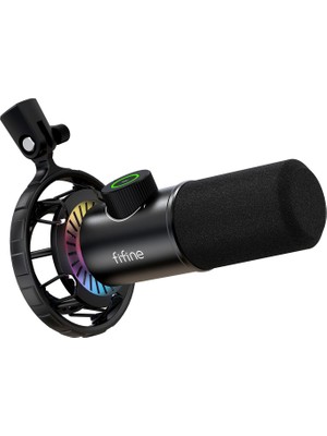 Fifine Fıfıne USB Oyun Mikrofonu, Pc Için Rgb Dinamik Mikrofonlar, Sessiz Düğmeli, Tak ve Çalıştır Kardioid
