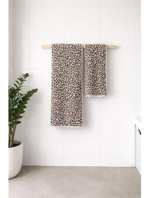 Ozka Concept Leopar Desen Havlu Seti Hamam Seti 50X90 70X140 cm Banyo Havlusu Çeyizlik, 2li-Hamatakimi-Leopar