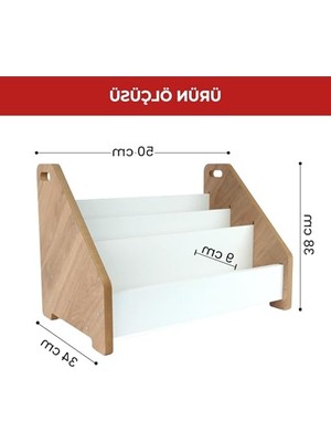 Esranın Dünyası 3 Raflı Kapaklı Ahşap Kitaplık, Montessori Tarzı