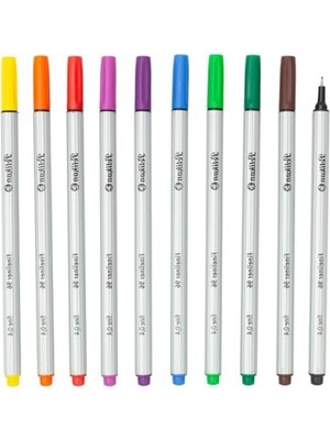 Esranın Dünyası Çeşitli Renklerde Fineliner Kalem Seti - 10'lu, Kılıf Dahil