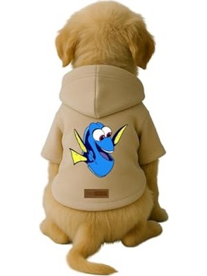 Esranın Dünyası Baskılı Içi Polarlı Köpek ve Kedi Kıyafeti & Elbisesi - Bej Renk Kapüşonlu Hoodie B11AD 4xl