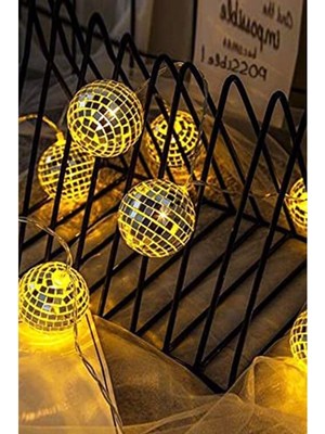 Esranın Dünyası 10 Lu Pilli LED Işık Zinciri ile Mini Disko Topu Süsleme