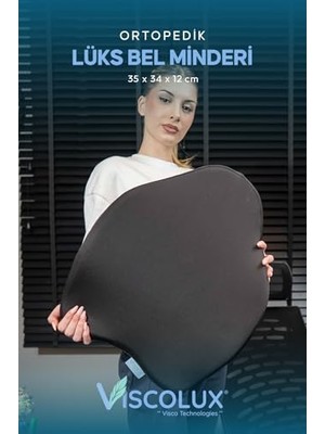 Esranın Dünyası Ortopedik Lüks Bel Destek Yastığı - Premium Visco Bel Destek Minderi Siyah 54X42X9