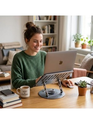 Esranın Dünyası 360° Dönebilen Metal Laptop Standı, Katlanabilir Tasarım