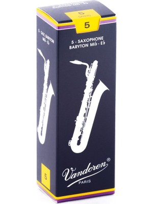 Vandoren SR245 Bari Sax Geleneksel Sazlık Gücü 5; 5'li Kutu