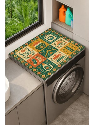 Valerine Life Çamaşır Kurutma Makinesi Üstü Düzenleyici Mat Sıvı Geçirmez Örtü Retro Çamaşır Bahçesi